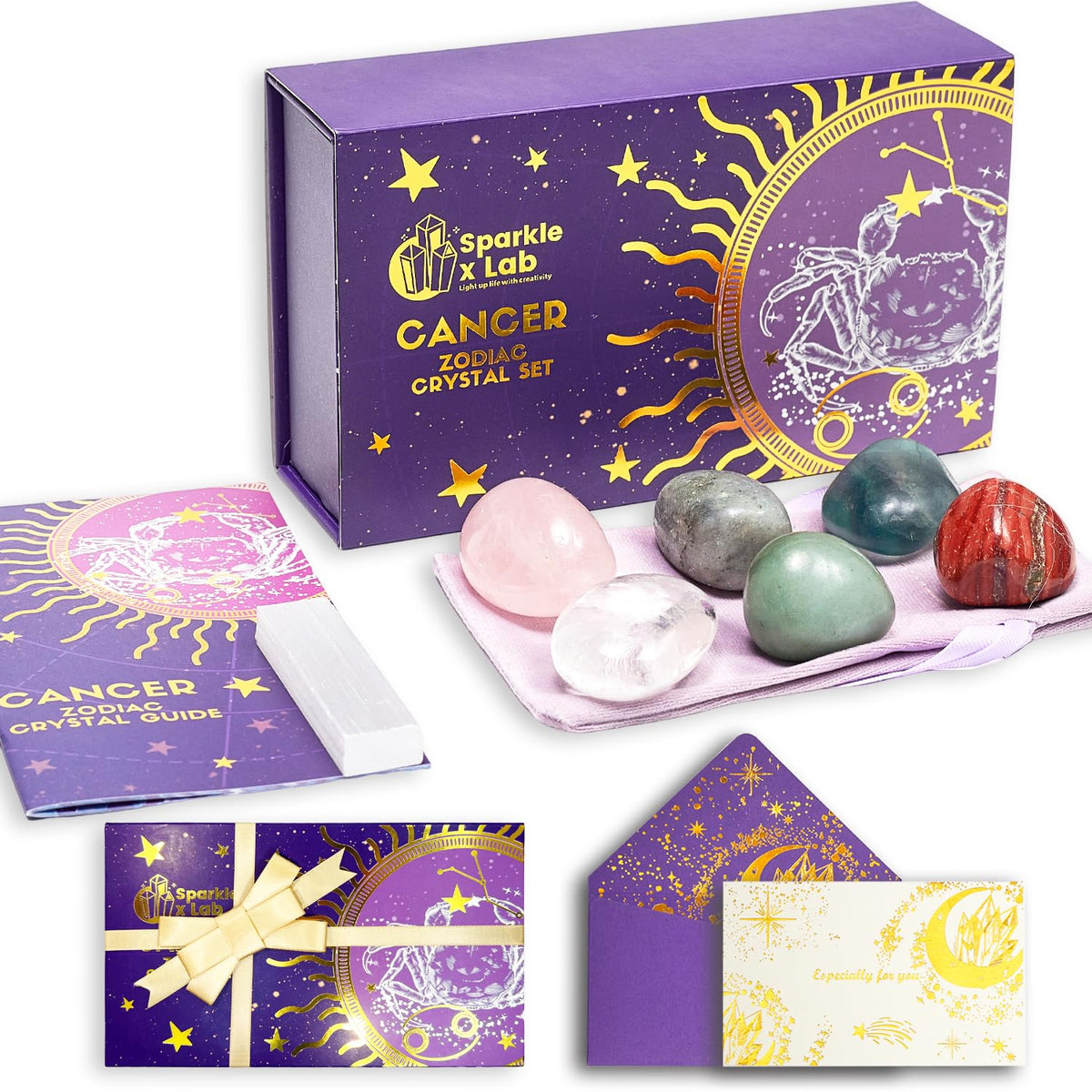 Sparkle x Lab coffret Cancer: présentation élégante qui suggère énergie équilibrante et contemplation
