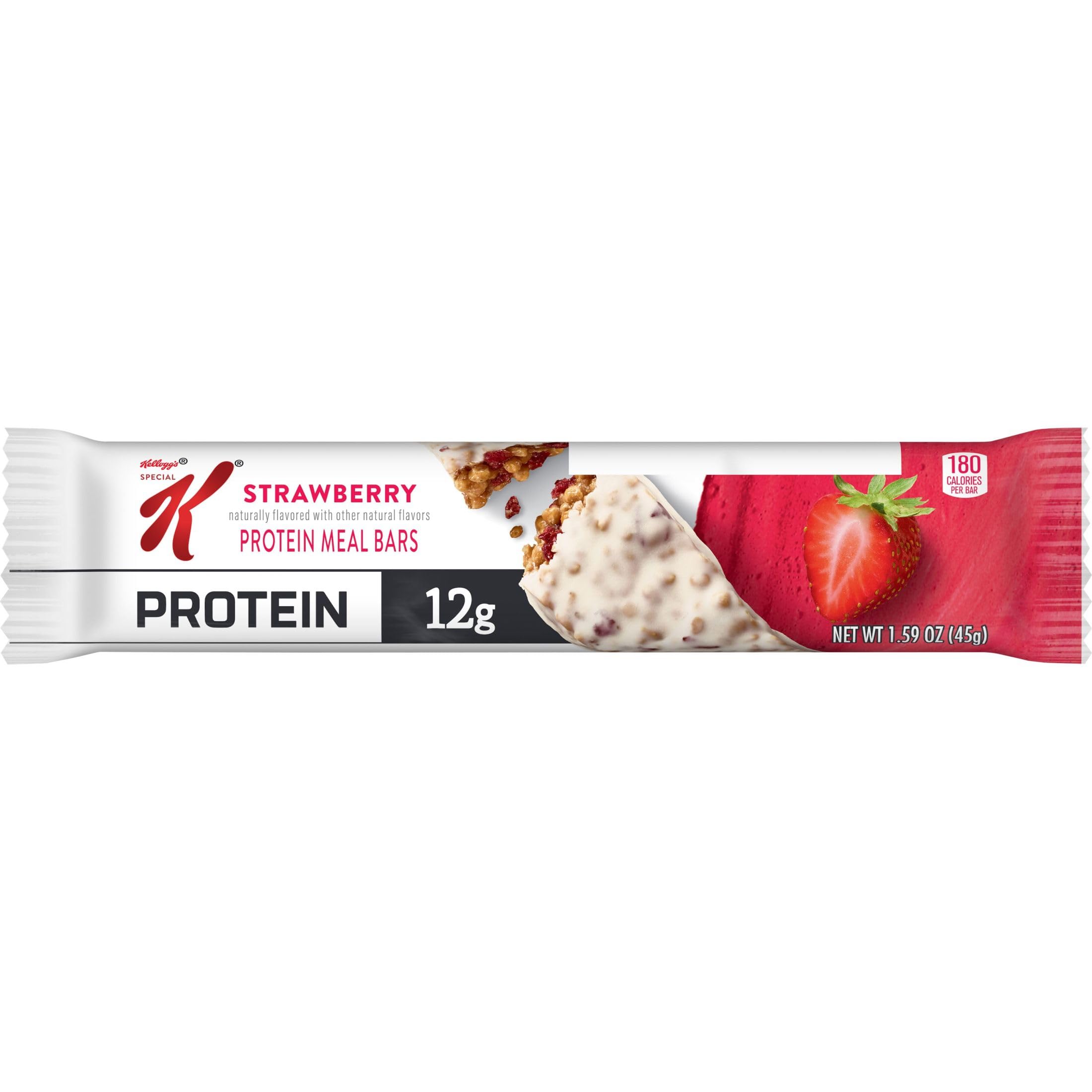 Portion individuelle de barre Special K protéine fraise idéale pour le bureau.
