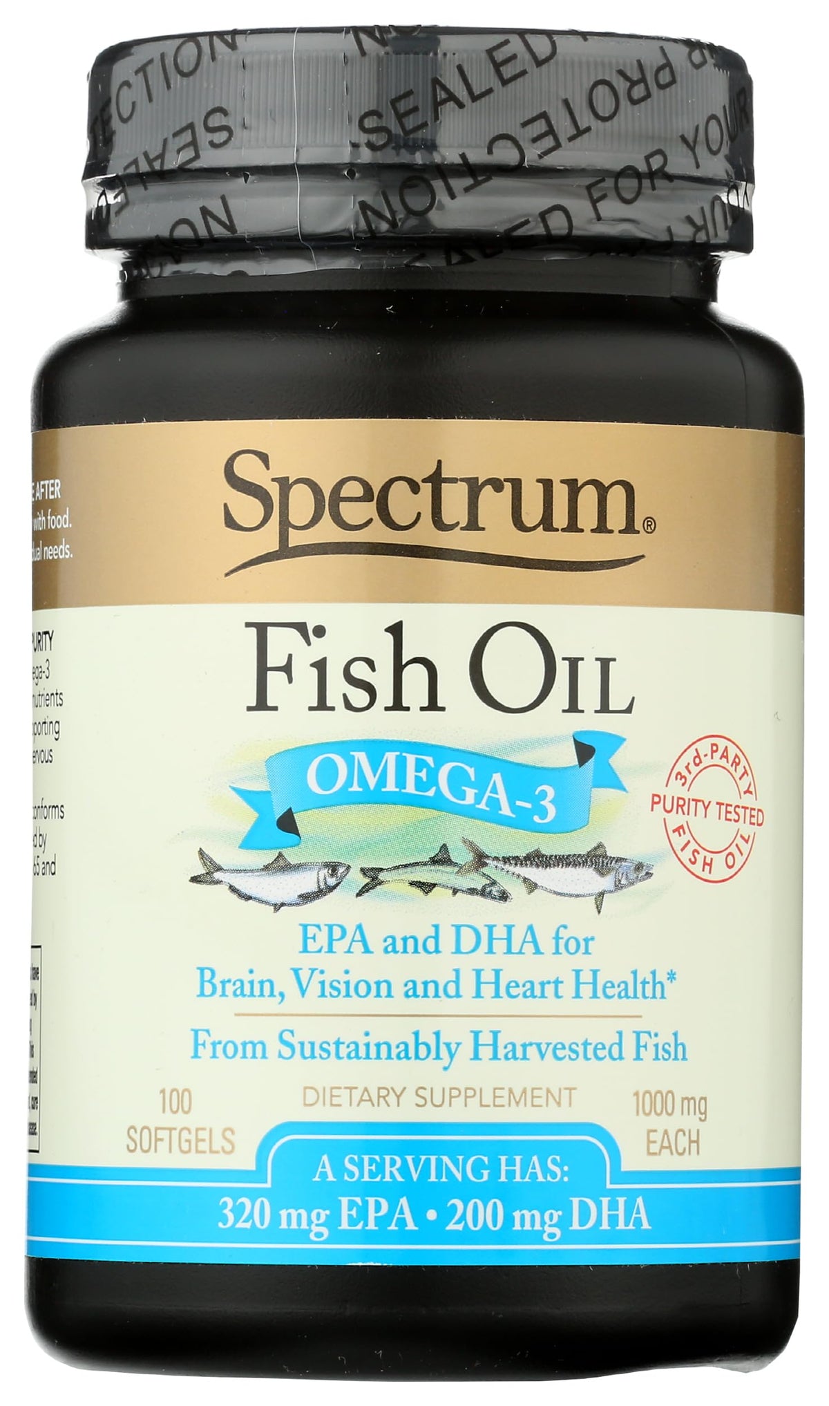 Spectrum Essentials huile poisson bouteille: soutien potentiel cerveau et coeur grâce aux oméga-3.