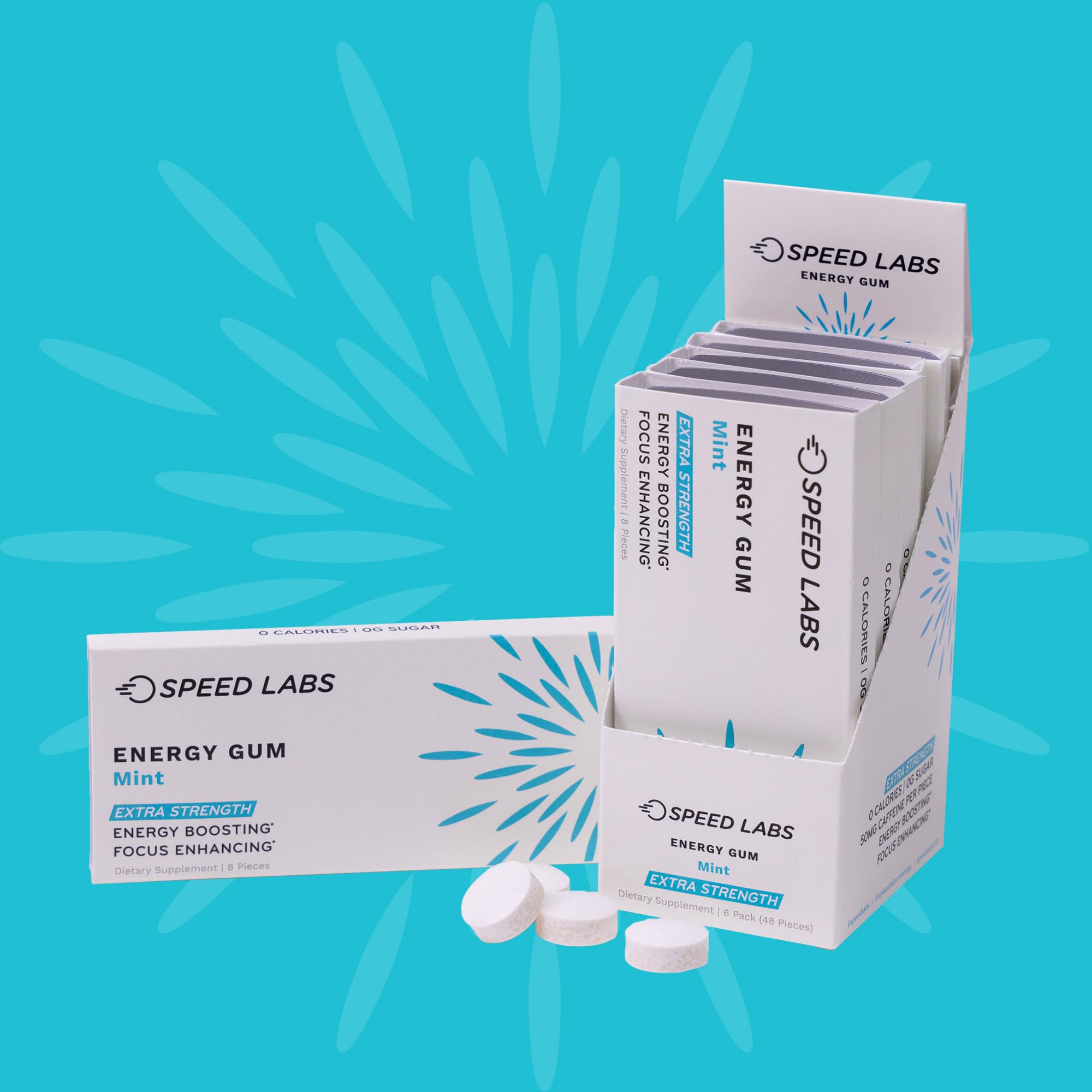 Speed Labs Gomme Caféine Menthe — portion de 8 pièces facile à emporter