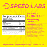 Ingrédients végan et sans gluten des gommes Speed Labs énergie fraise citron.