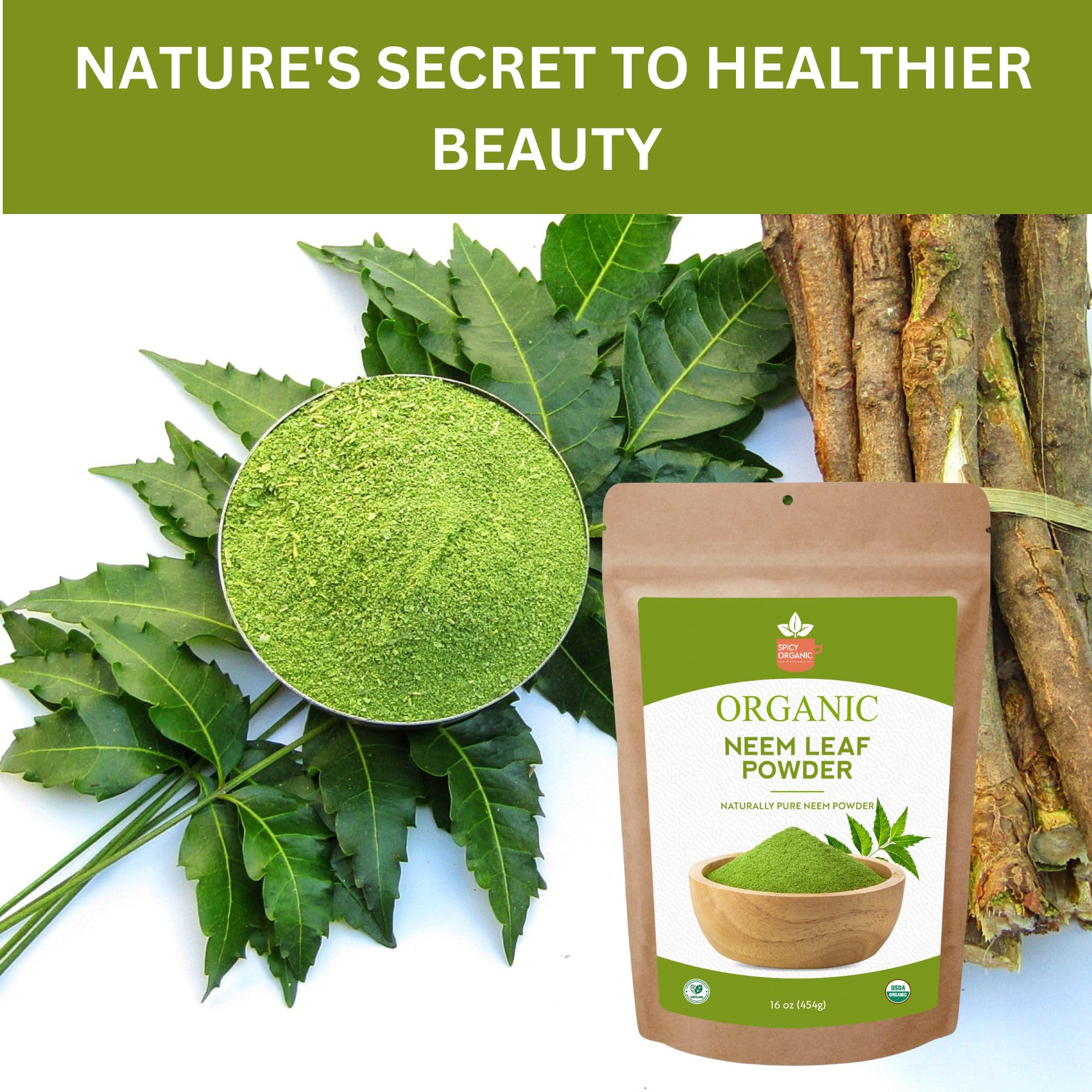 SPICY ORGANIC Neem Powder certifiée USDA, traçabilité et pureté assurées.