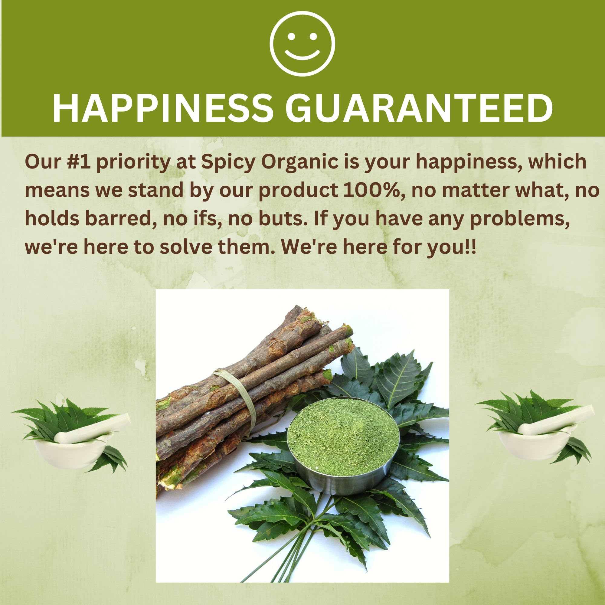 SPICY ORGANIC Neem Powder mélange frais et expérience sensorielle.