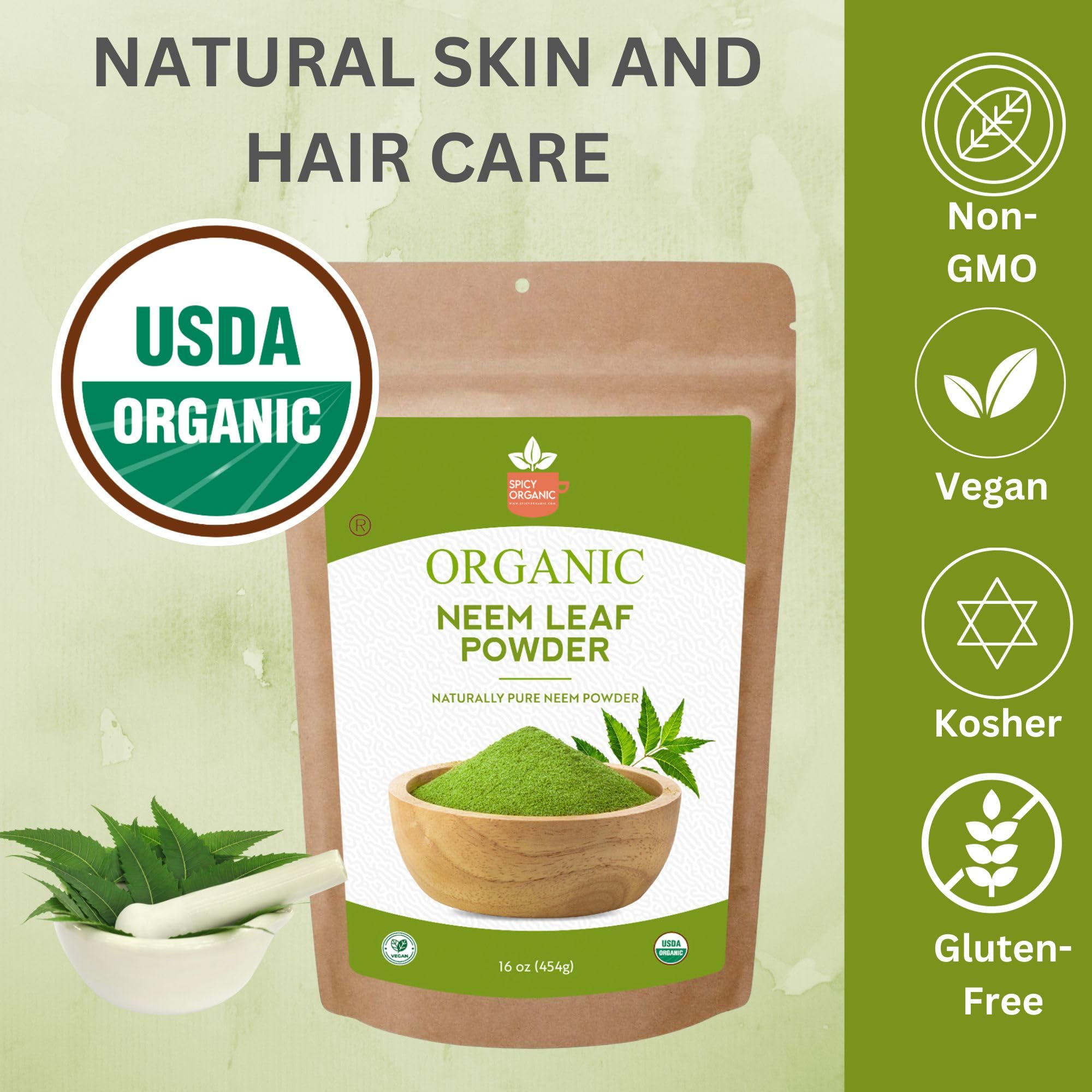 SPICY ORGANIC Neem Powder en pâte pour soin peau et ongles.