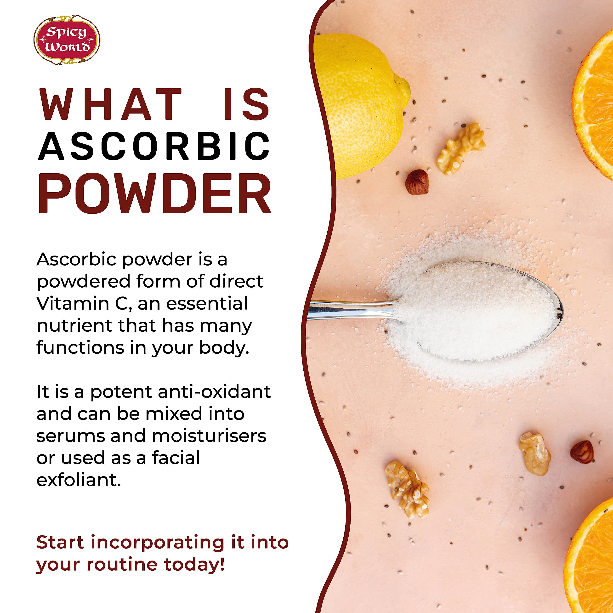 Utilisation cosmétique: acide ascorbique dans lotions et crèmes avec Spicy World.
