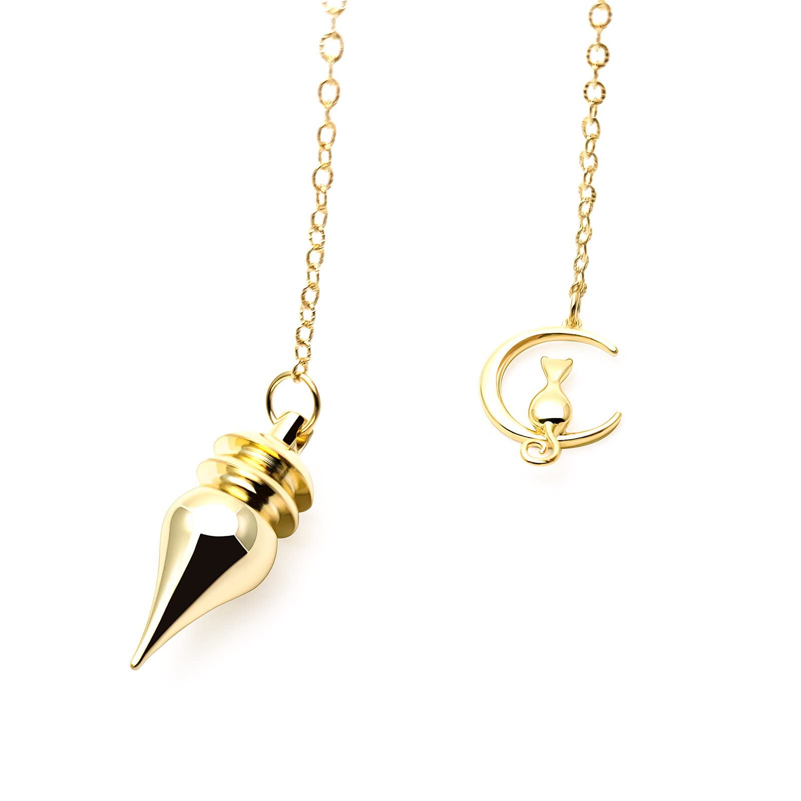 Détail dorure 18K du pendule Spirit Hunter Goddess, aspect luxueux et durable.
