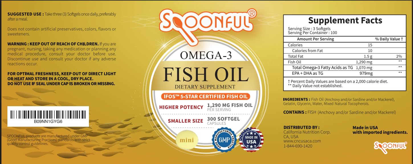 Spoonful Omega3 Mini - Étiquette certifiée iFOS pour pureté et fraîcheur.
