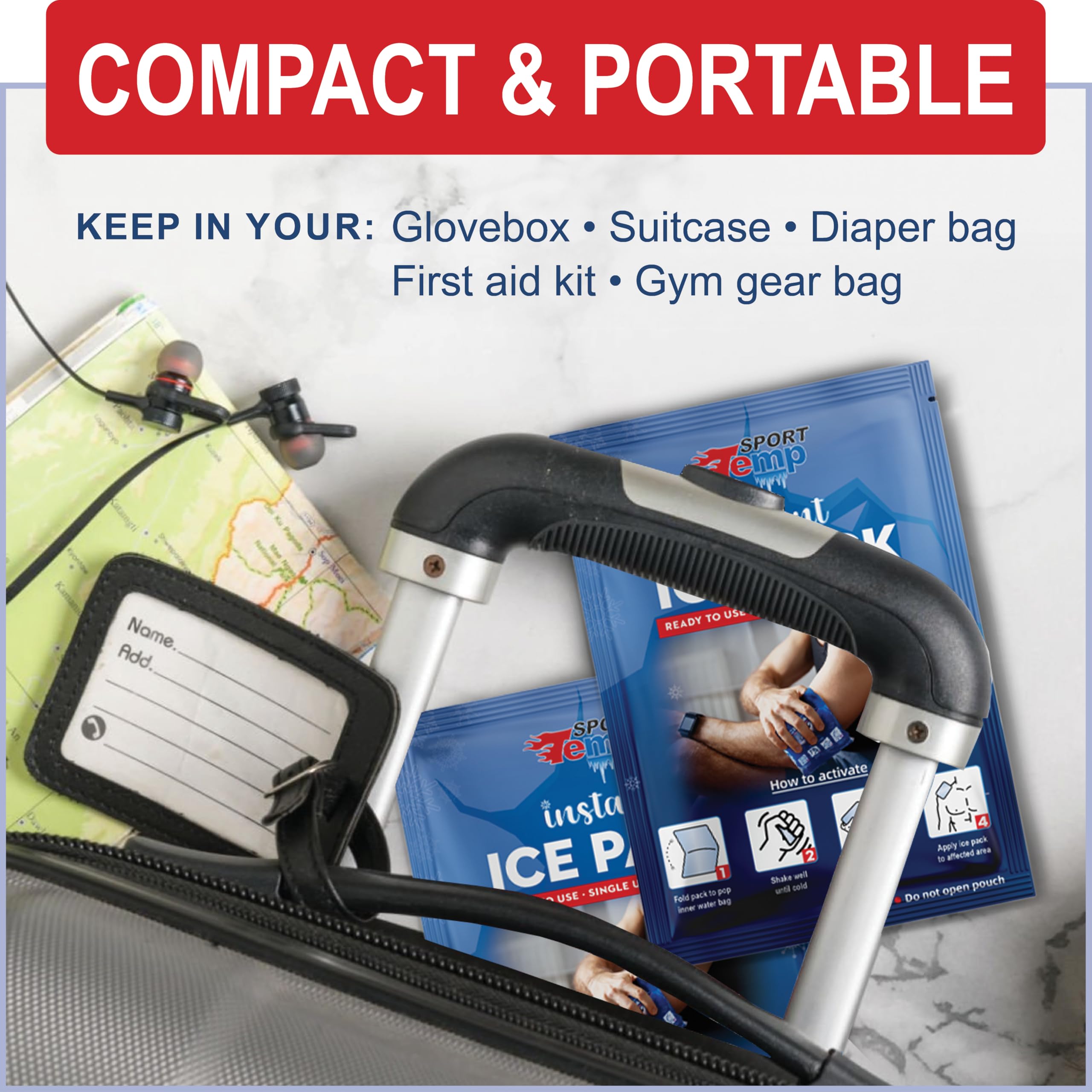 Sport Temp pack portable, facile à transporter en sac de sport.