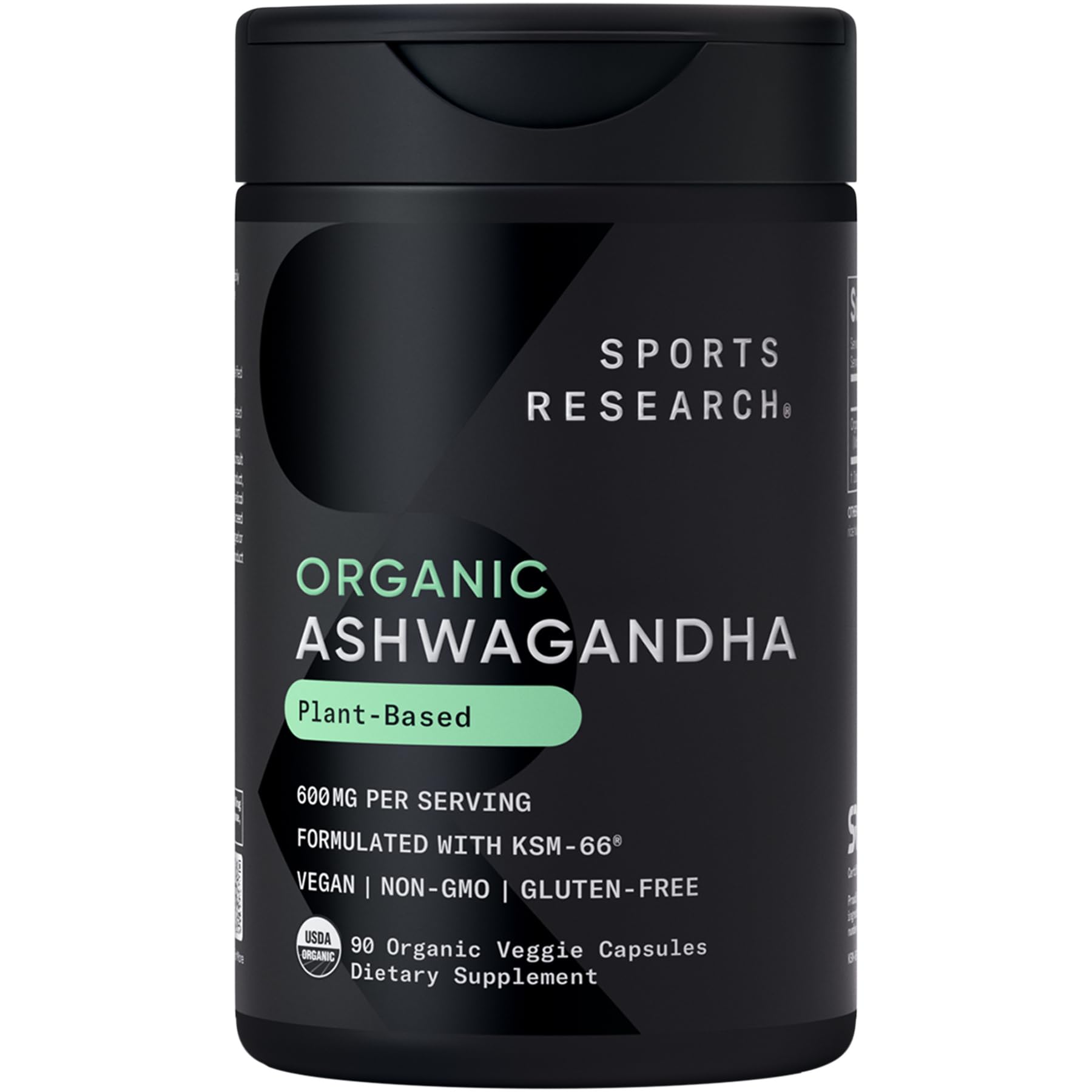 Sports Research Ashwagandha – bouteille organique, détente naturelle.