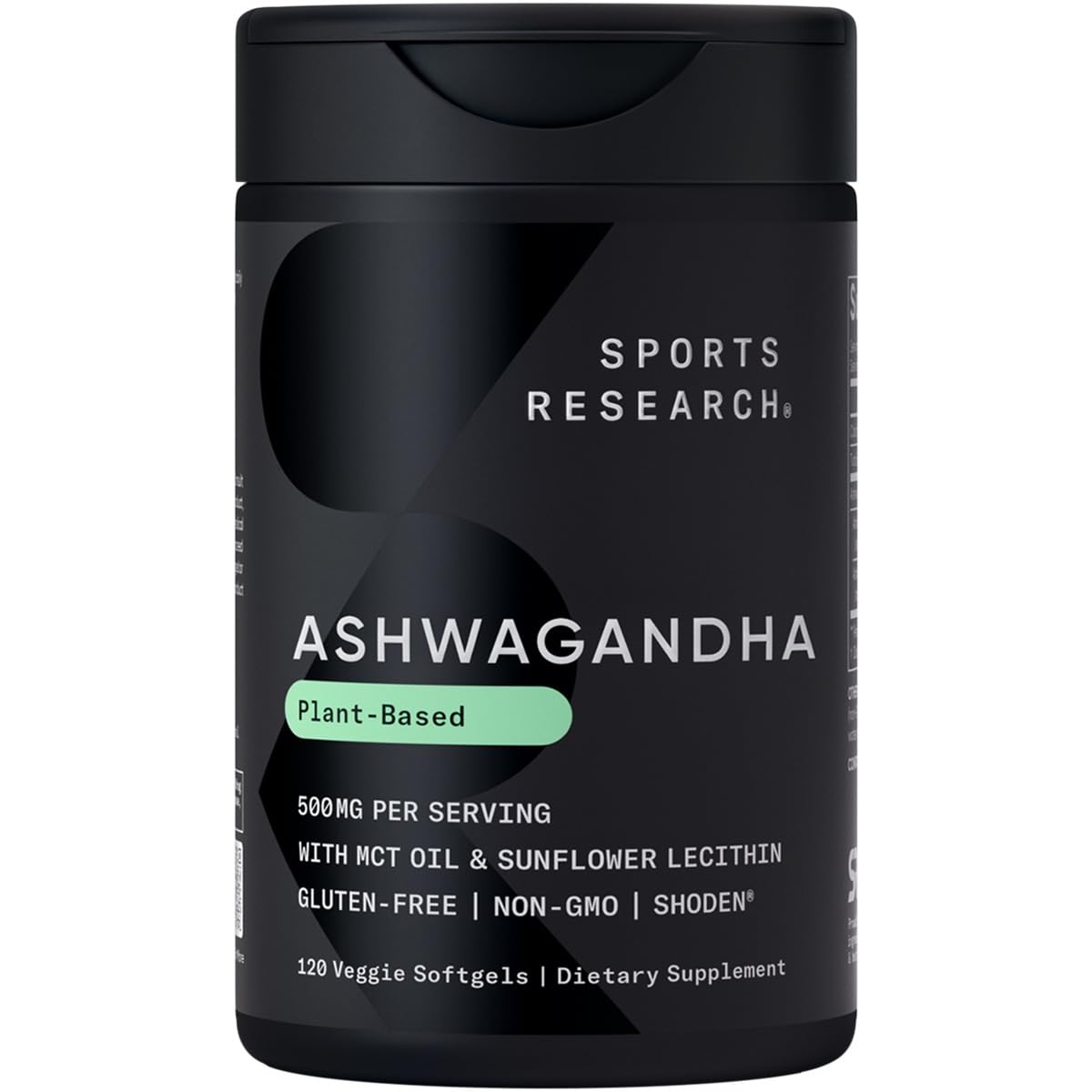 Sports Research Ashwagandha gélules dans une bouteille, soutien potentiel au calme