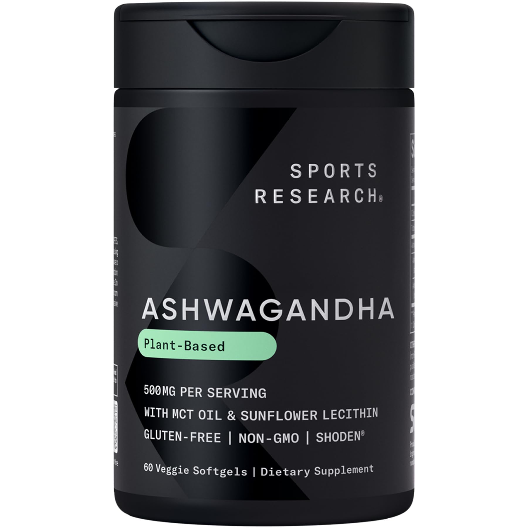 Sports Research Ashwagandha Softgels dans la bouteille, favorisant relaxation et calme.