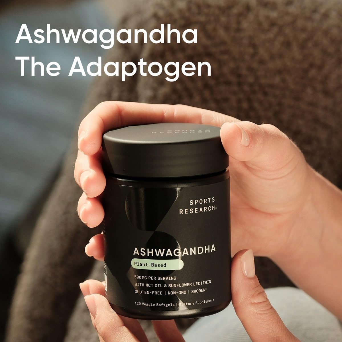 Produit sans gluten et végan, Sports Research Ashwagandha Softgels.
