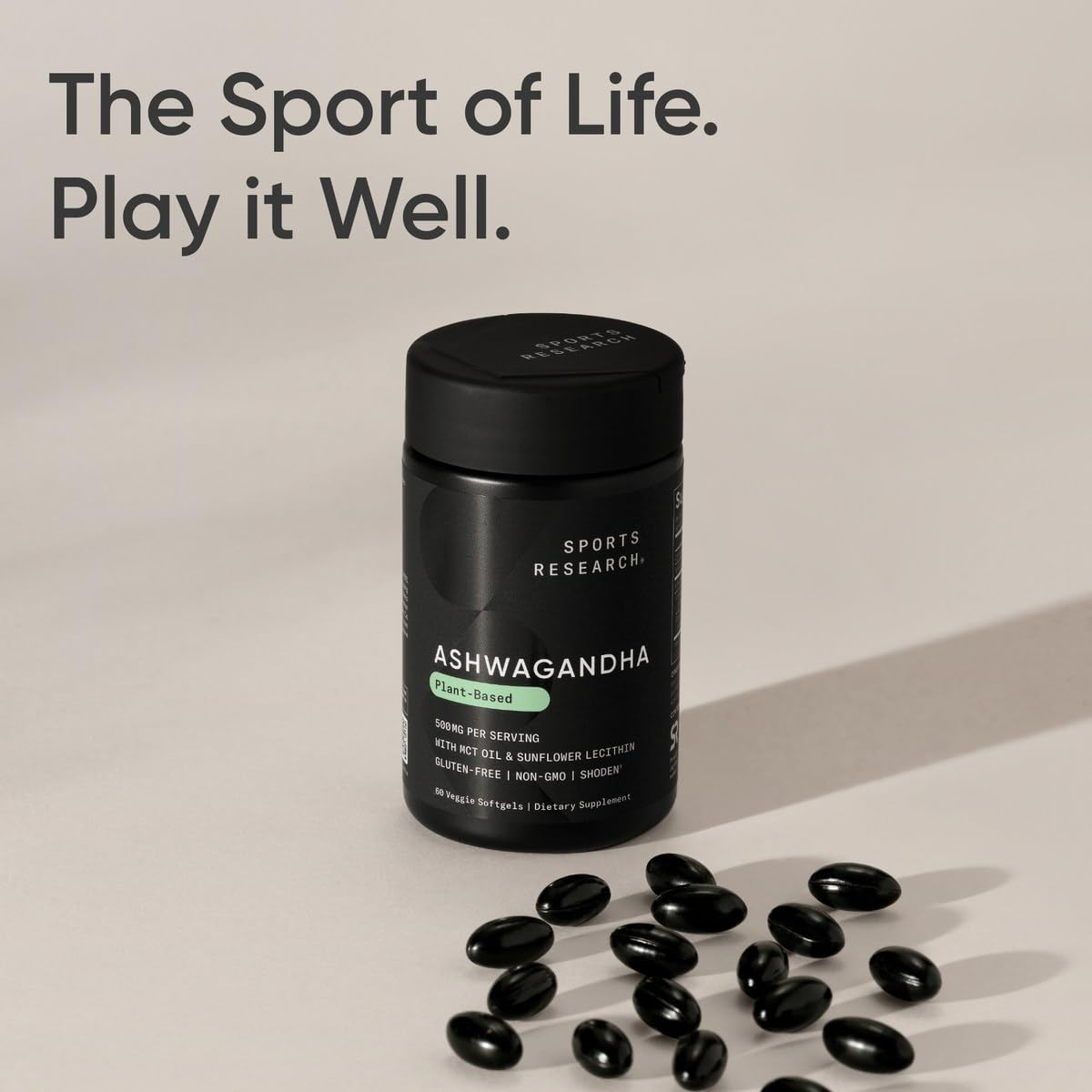 Tests tiers et contrôle qualité du produit Sports Research Ashwagandha Softgels.