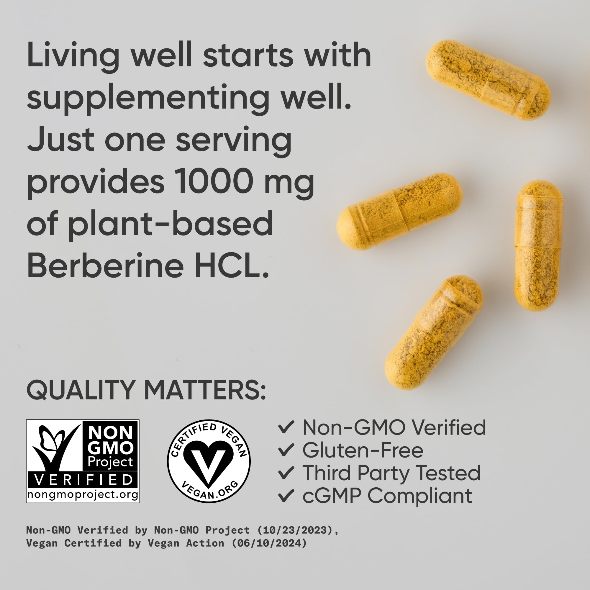 Sports Research Berberine: certification-vegan, produit sans gluten et sans OGM pour votre choix sain.
