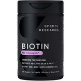 Sports Research Biotin 10 000 mcg - bouteille pour routine cheveux et peau.