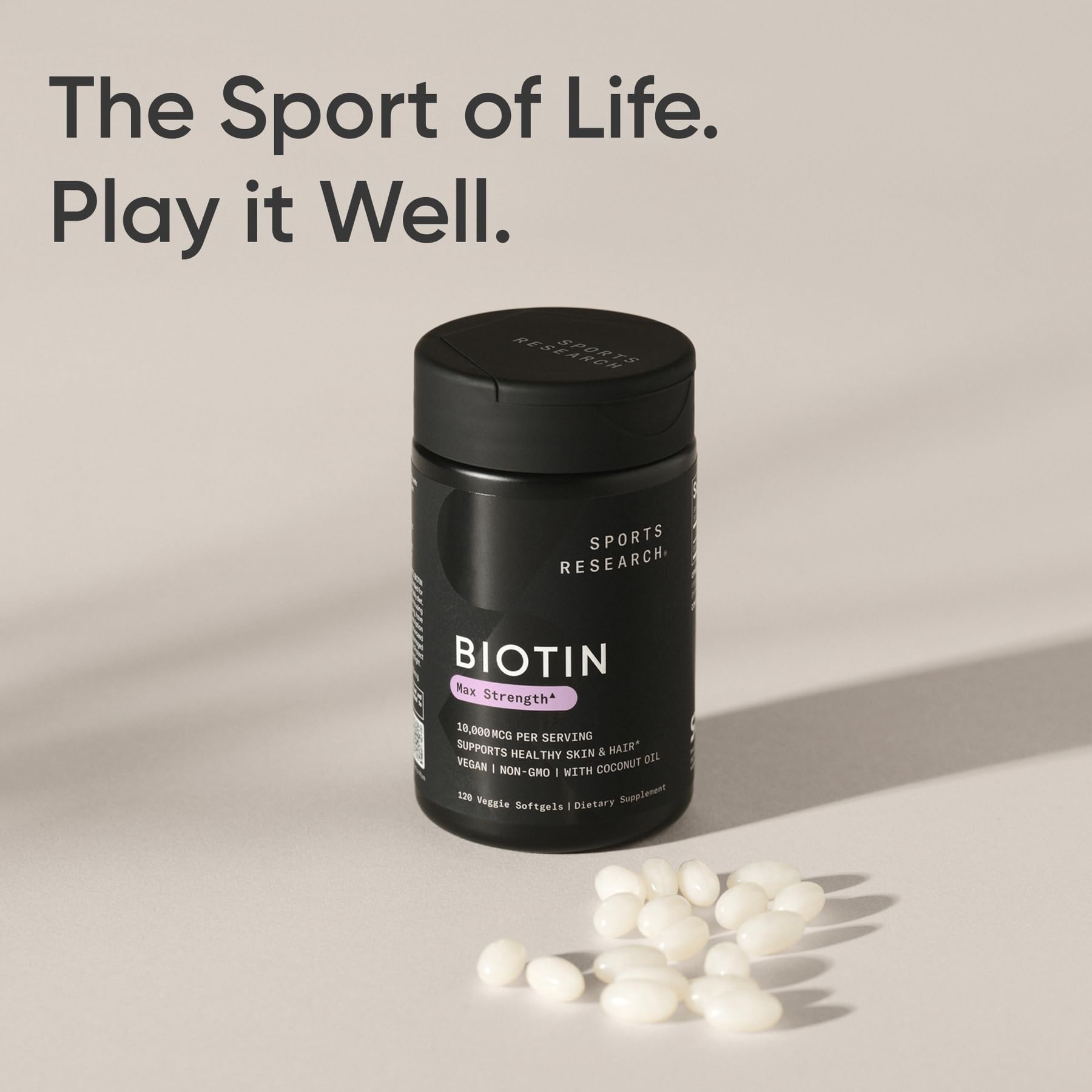 Sports Research Biotin 10 000 mcg - conditionnement pratique.