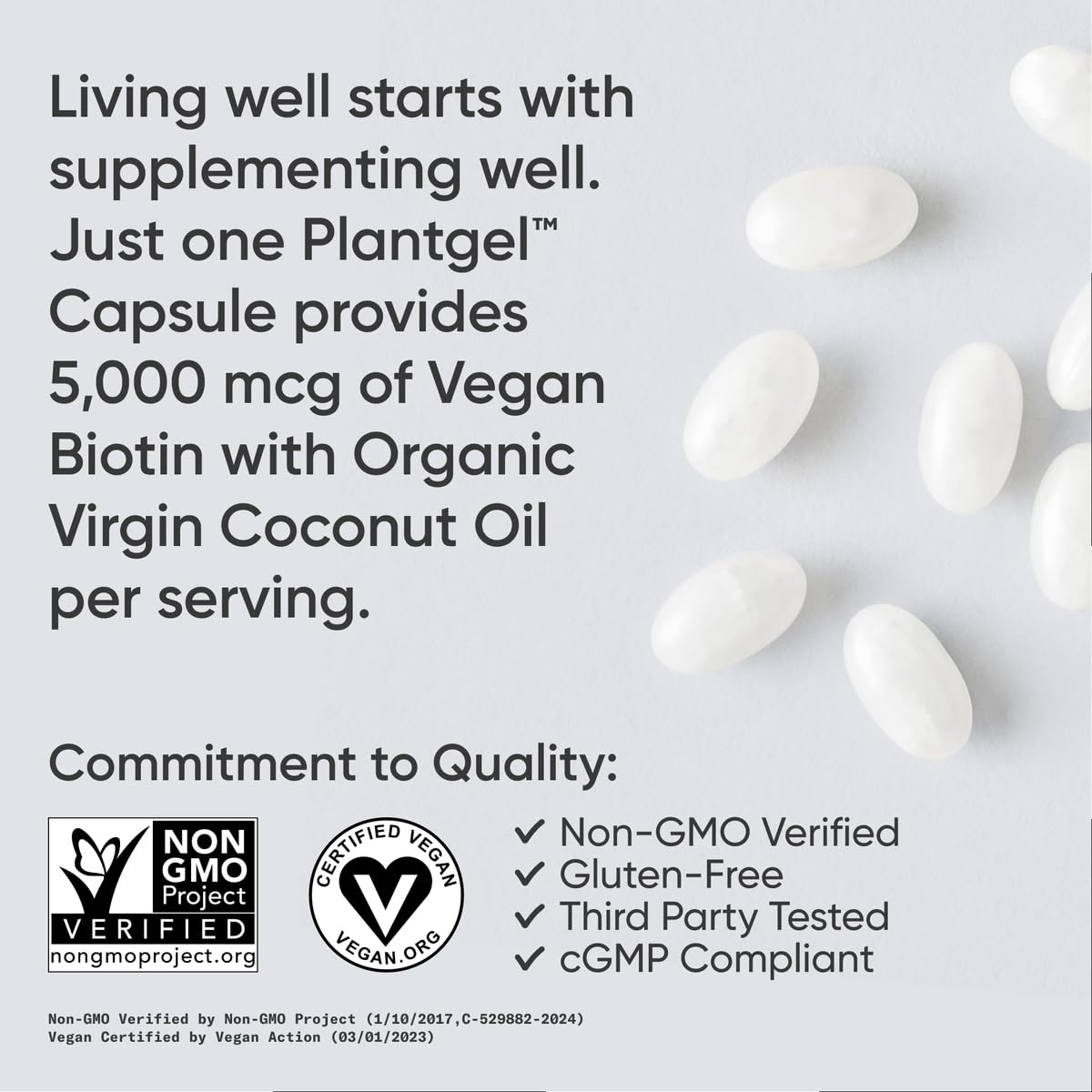 Sports Research Biotin 5000mcg — huile de coco organique dans les gélules.