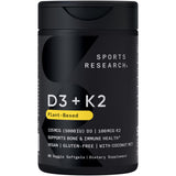 Sports Research D3-K2, bouteille de gelules d3-k2-coco, soutien potentiel des os.