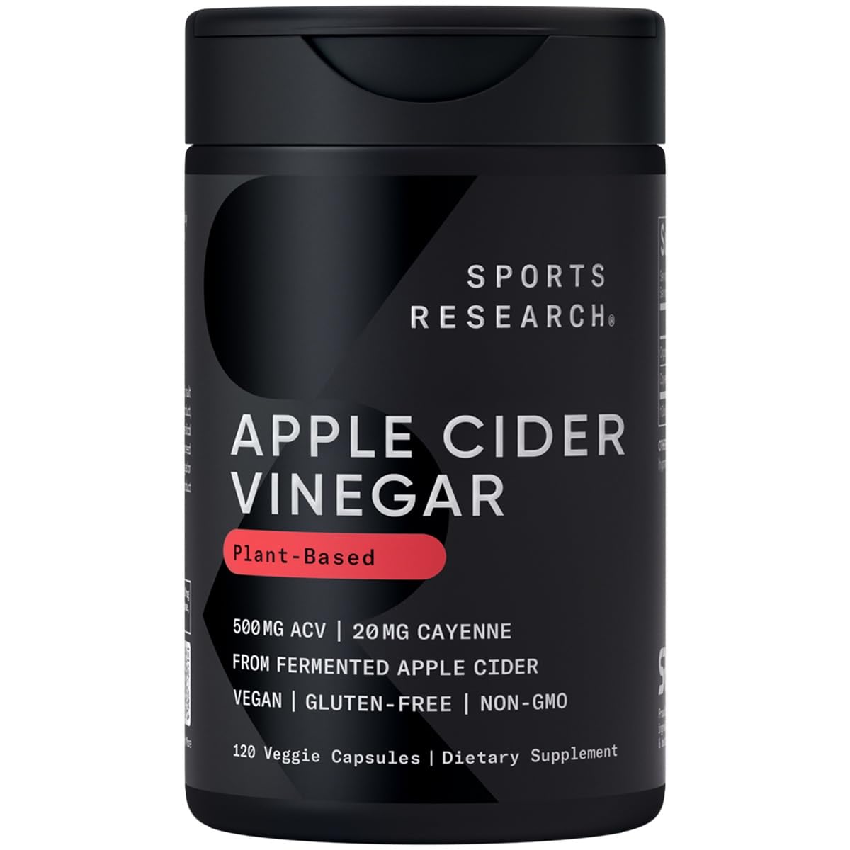 Bouteille Sports Research vinaigre cidre-pomme cayenne prête au quotidien, soutien potentiel.