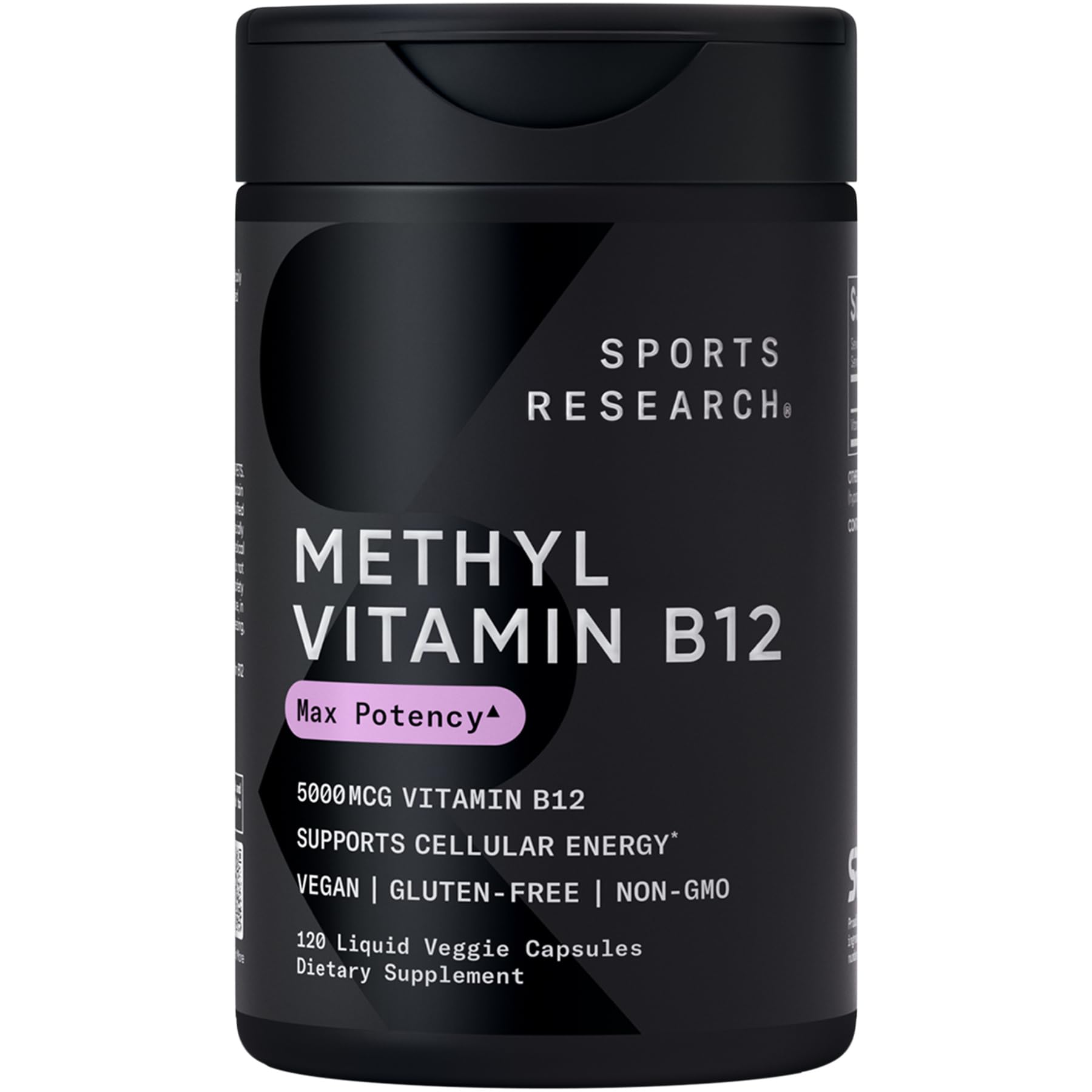 Sports Research B12 methylcobalamine: bouteille visible, potentiel soutien d'énergie