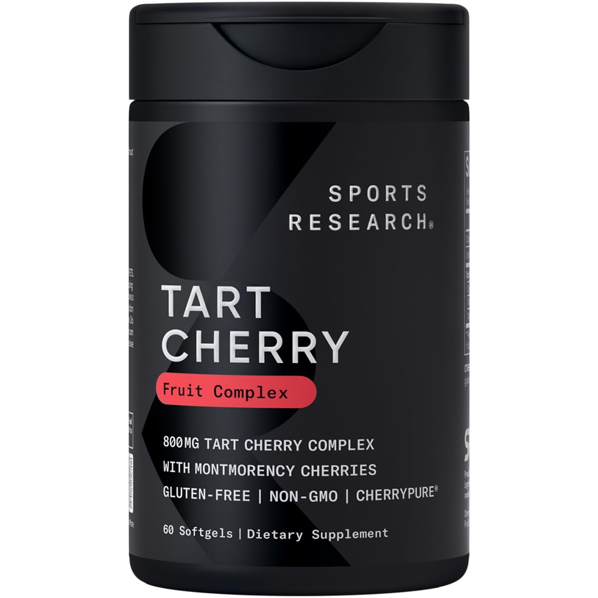 Sports Research capsules cerises Montmorency dans une bouteille pratique, facile à prendre.