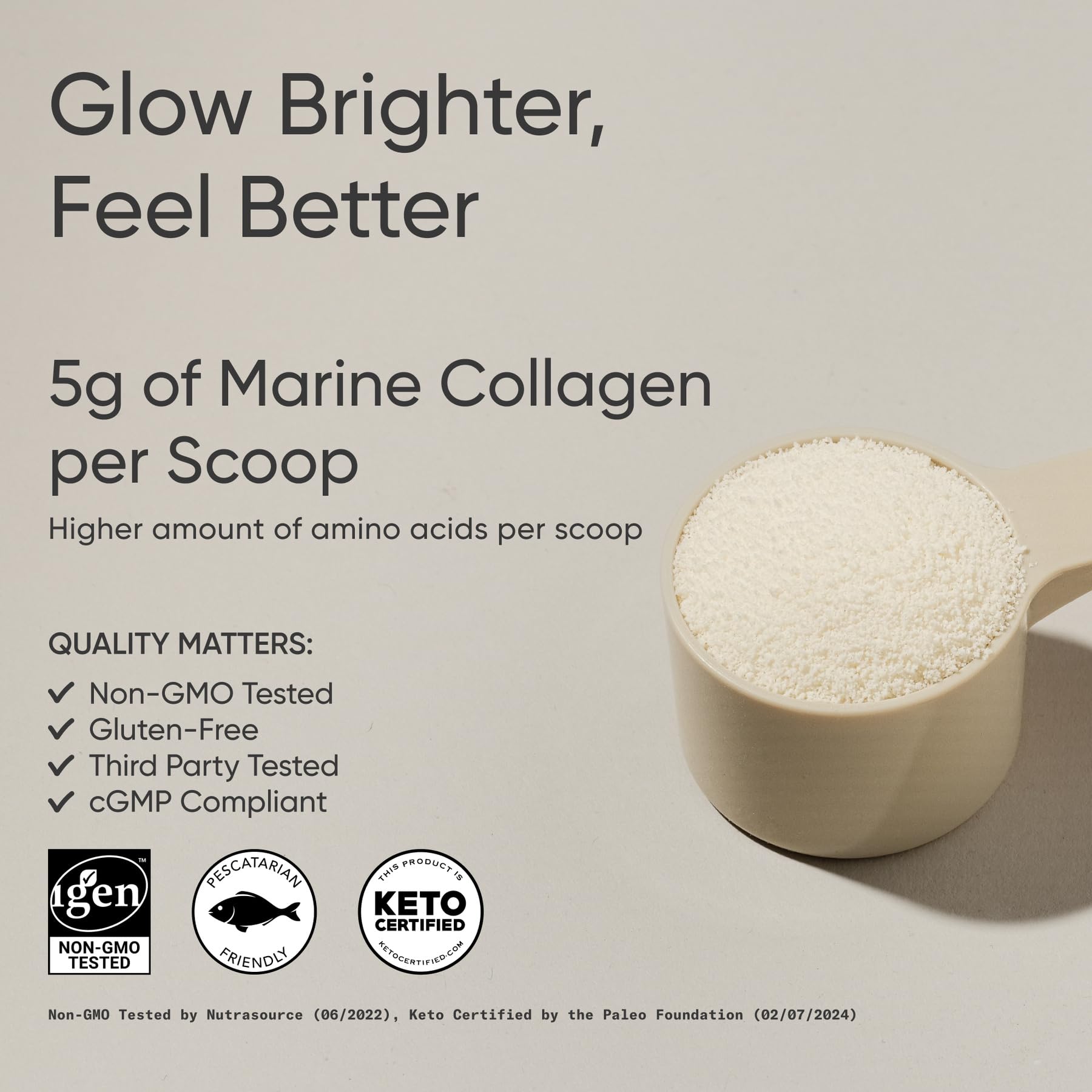 Sports Research Collagen Beauty, liste d'ingrédients montrant collagène marin et vitamine C pour la peau.