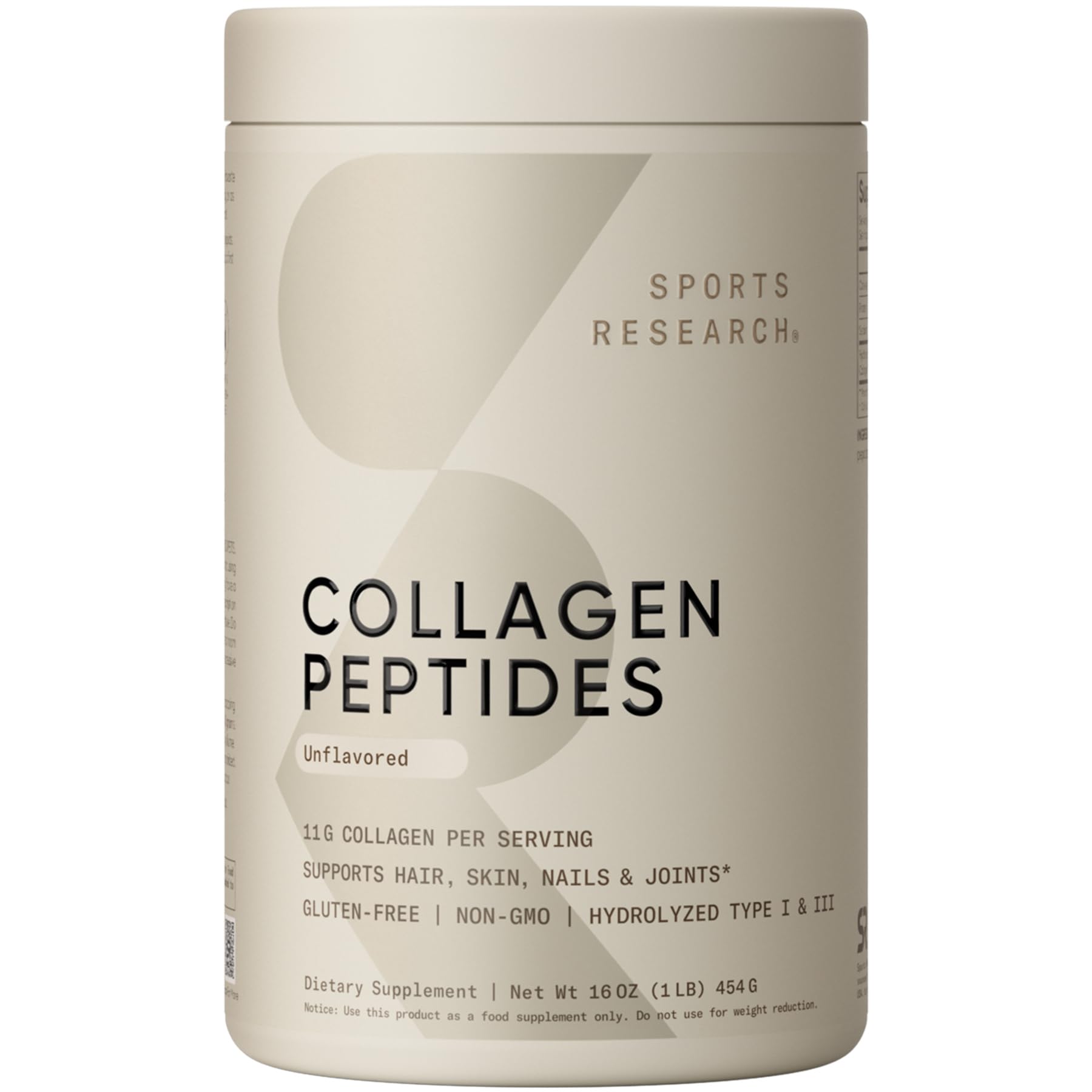 Sports Research Collagen Peptides : bouteille et scoop, usage quotidien pratique