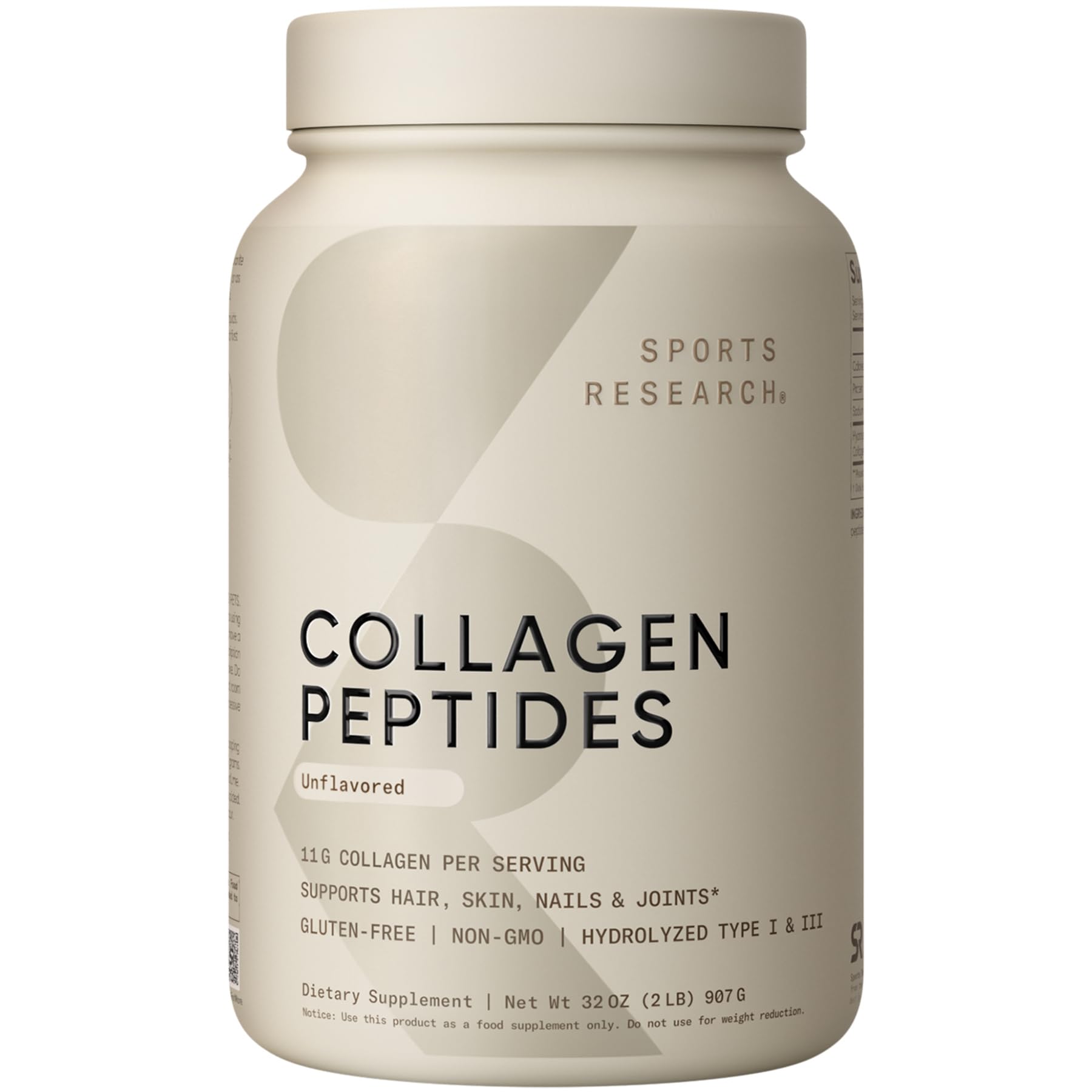 Sports Research collagene peptides: poudre prête à ajouter à votre routine beauté et sport.