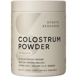 Sports Research Colostrum Poudre dans la bouteille, apport quotidien pratique.
