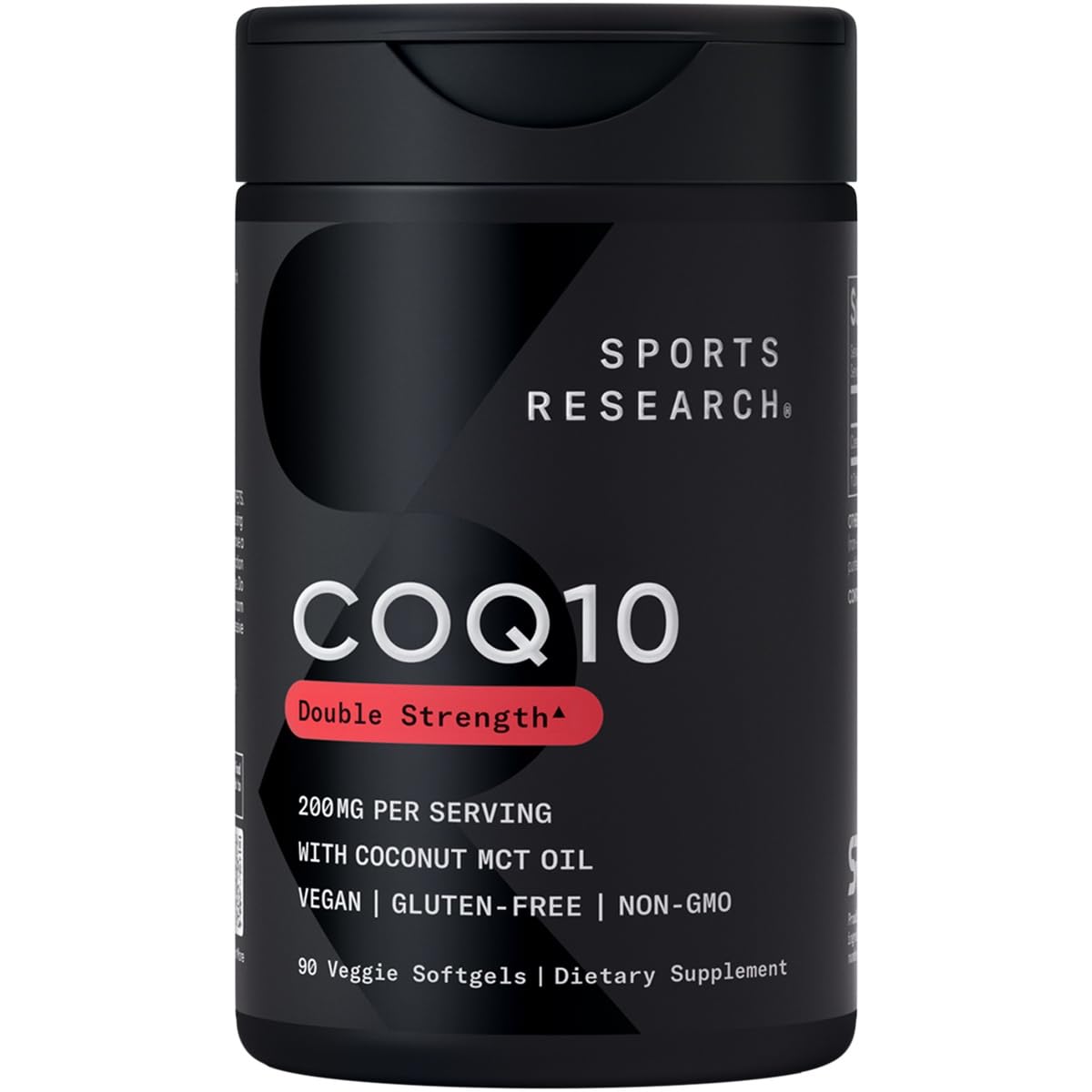 Sports Research CoQ10, bouteille de gélules végétales, soutien potentiel à l'énergie.