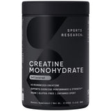 Sports Research Créatine Monohydrate dans une bouteille prête pour l’entraînement.