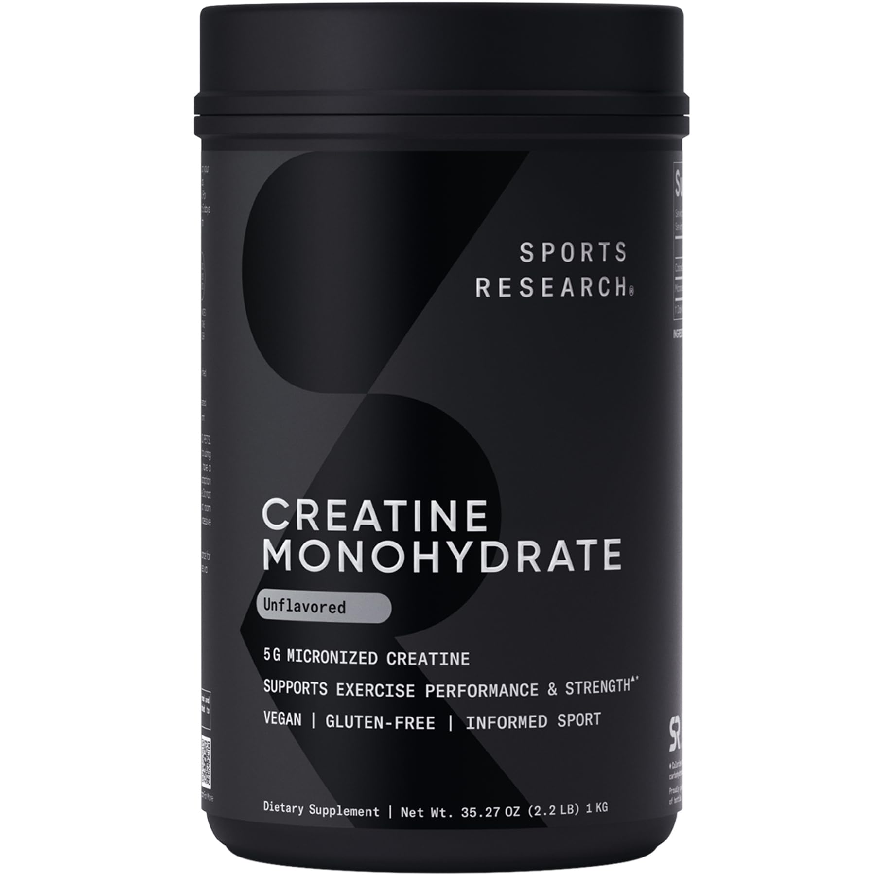 Sports Research Creatine Monohydrate, poudre micronisée pour un mélange rapide dans votre boisson.