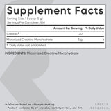 Créatine de Sports Research, testée et sans allergènes majeurs.