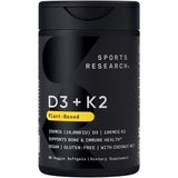 Sports Research D3 + K2 - Bouteille avec gélules faciles à avaler, soutien potentiel des os.