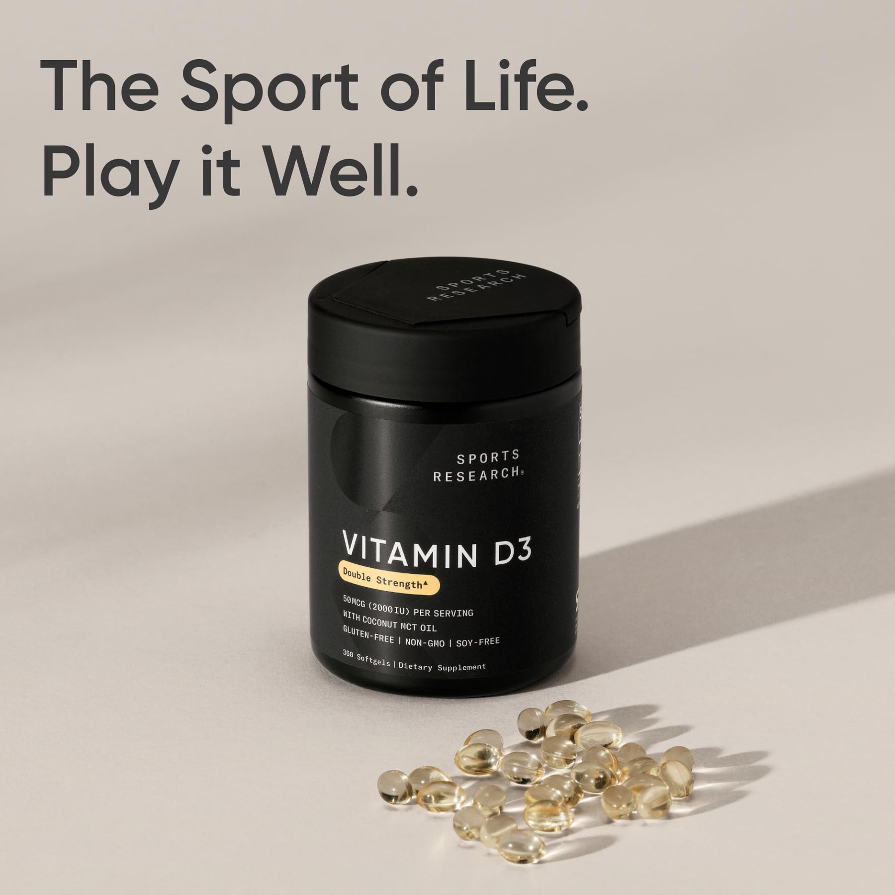 Sports Research D3 avec huile MCT pour une absorption efficace.