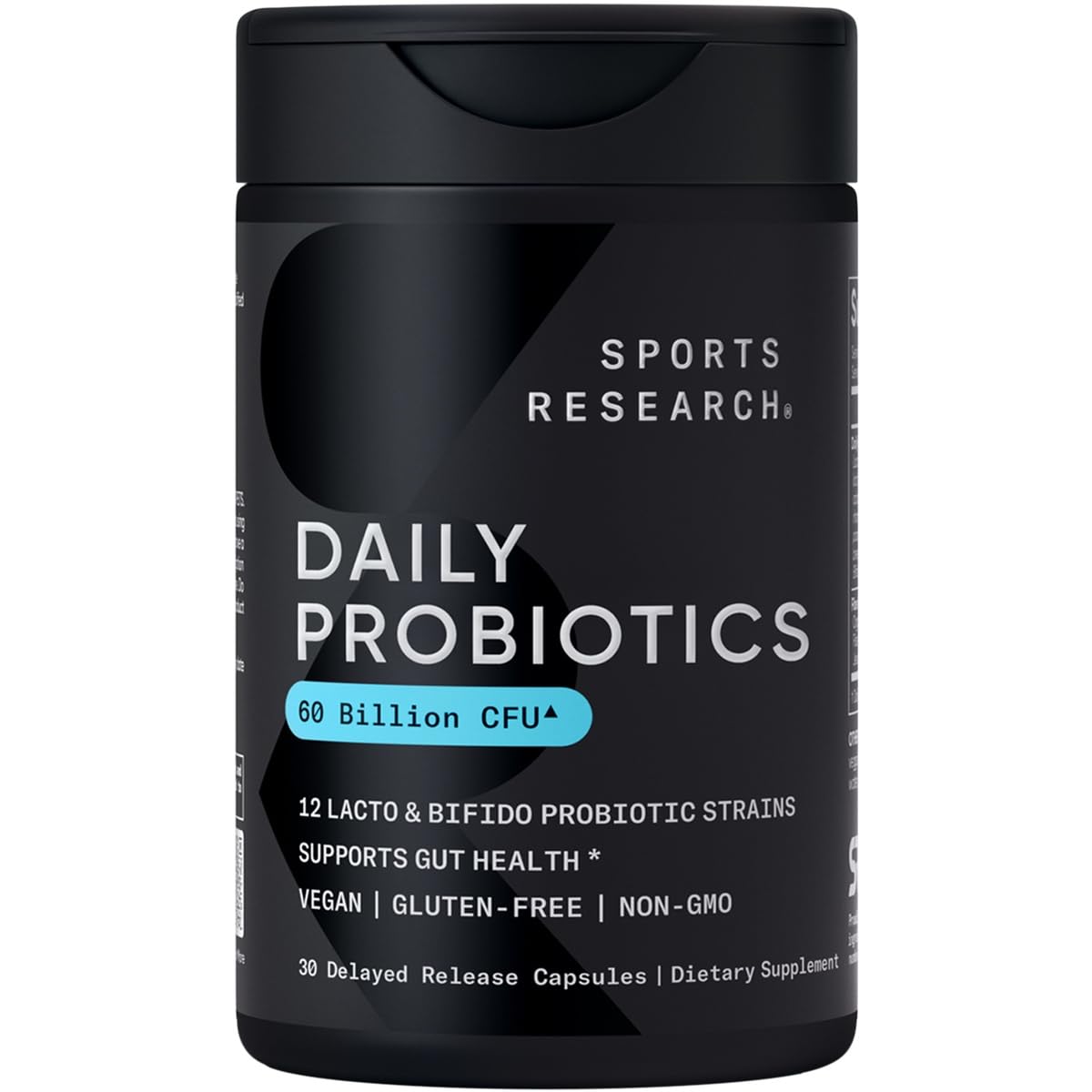 Sports Research Daily Probiotics, bouteille: soutien potentiel à l'équilibre digestif.