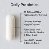 Sports Research Daily Probiotics, emballage: capsules véganes faciles à intégrer.