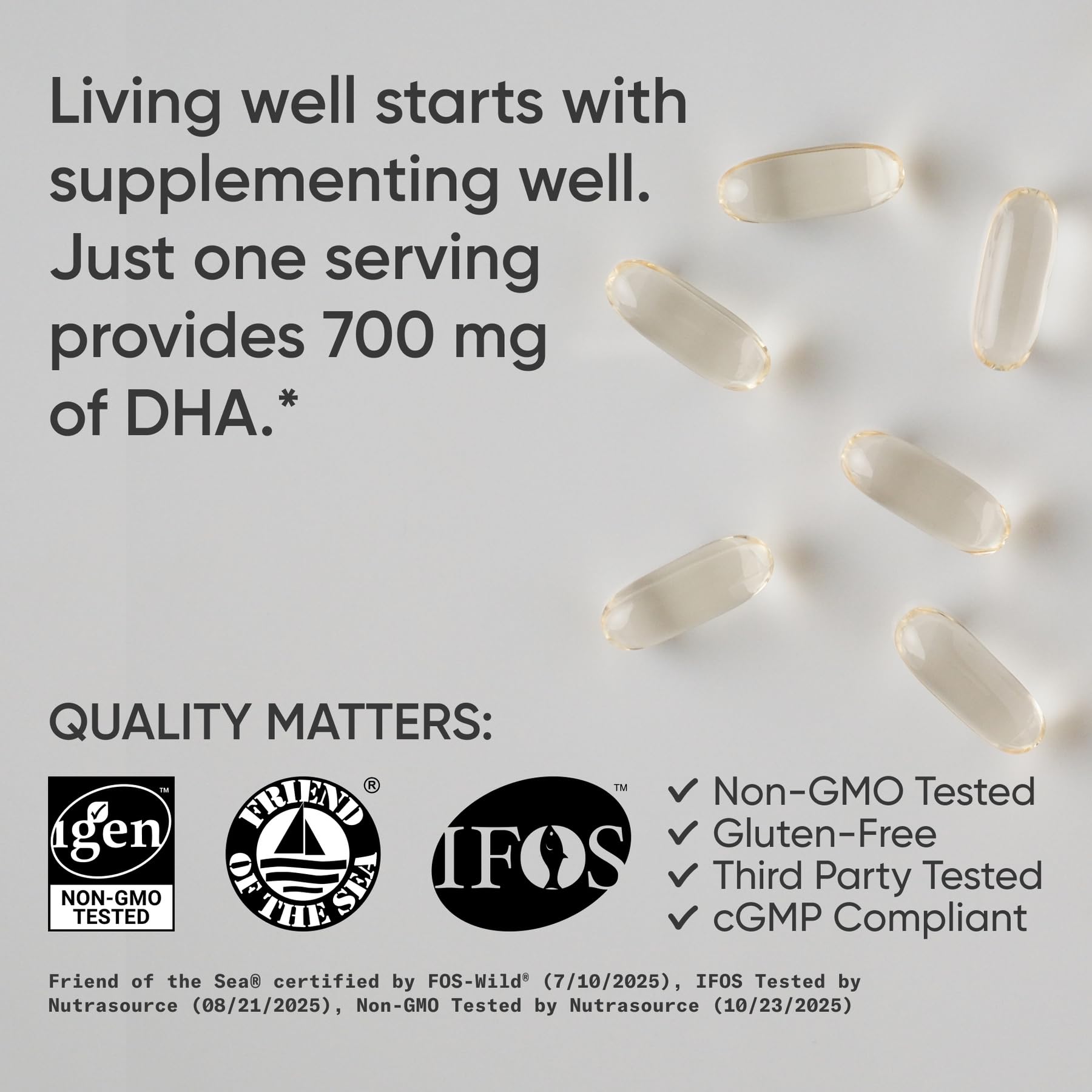 Sports Research DHA Omega-3 source mer froide, capturée dans des eaux propres.