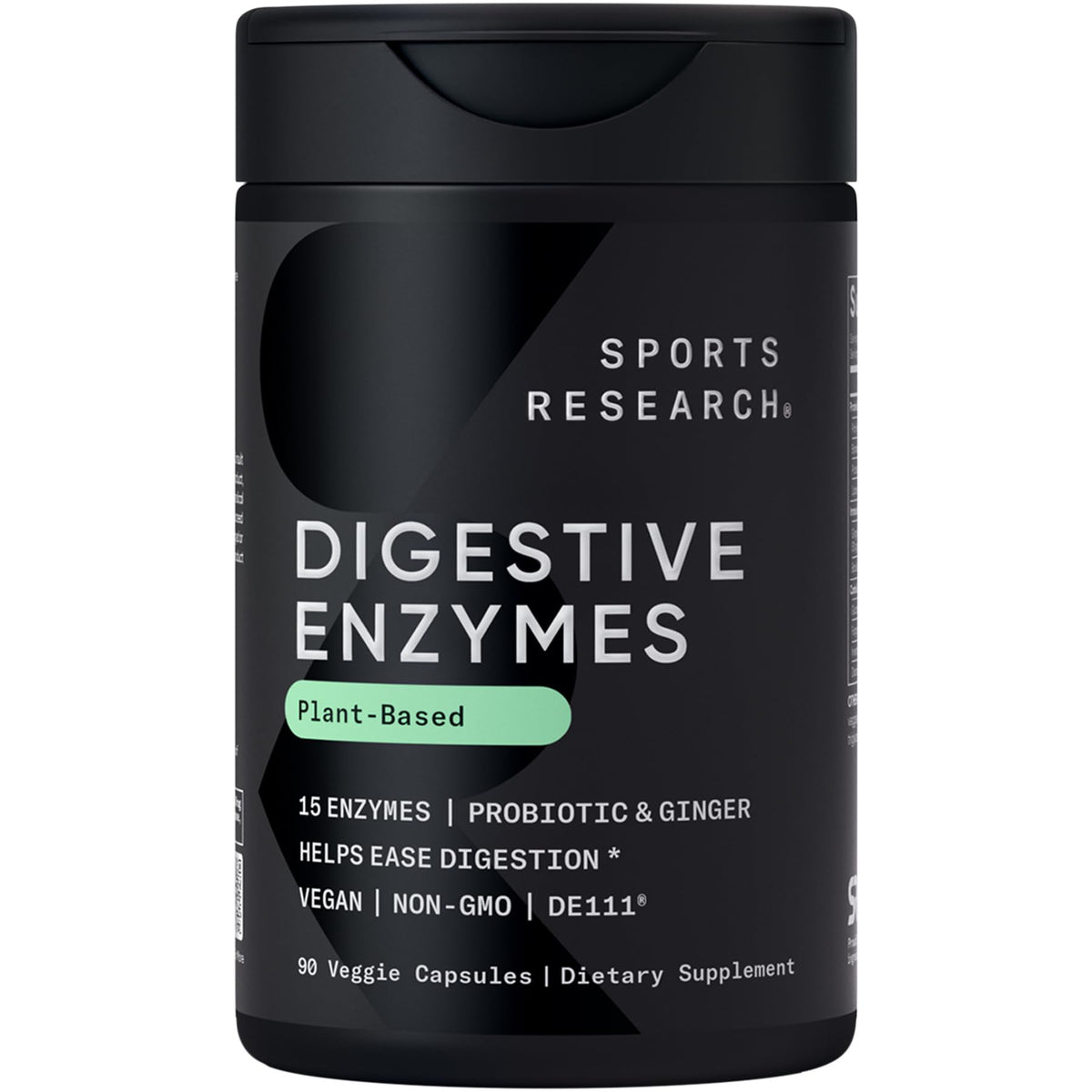 Sports Research Enzymes digestives en bouteille, soutien potentiel à la digestion des protéines.