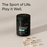Texte informatif sur l’étiquette Sports Research Digestives Enzymes, information produit claire.