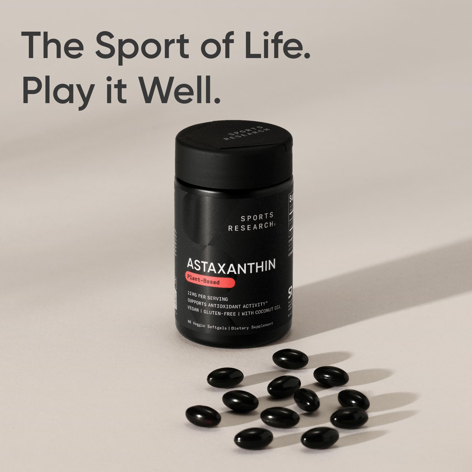 Sports Research astaxanthine vegan capsules: gélules éco-responsables issues d’algues.