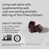 Étiquette nutritionnelle claire Sports Research, gomme cerise acide et bénéfice antioxydant potentiel.