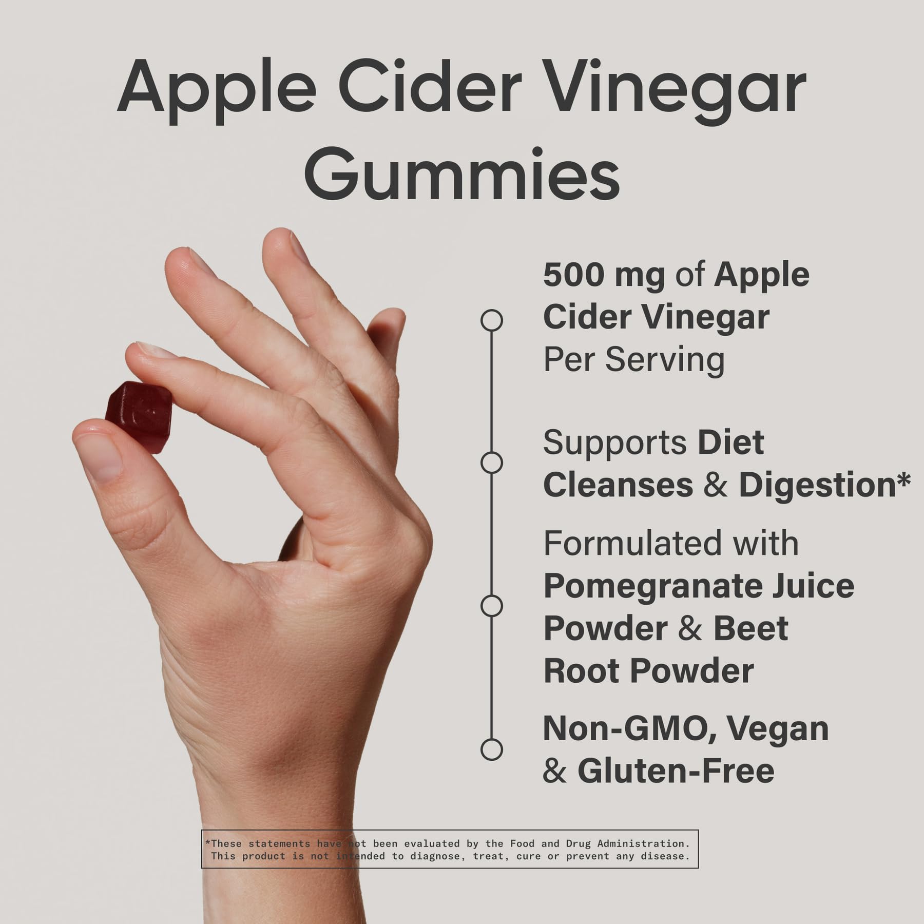 Gommes Sports Research Vinaigre de cidre La Mère, bouteille visible, format pratique.