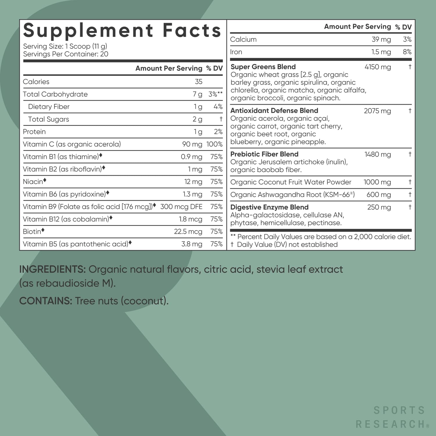 Shake prêt avec Sports Research Greens après l’entraînement.