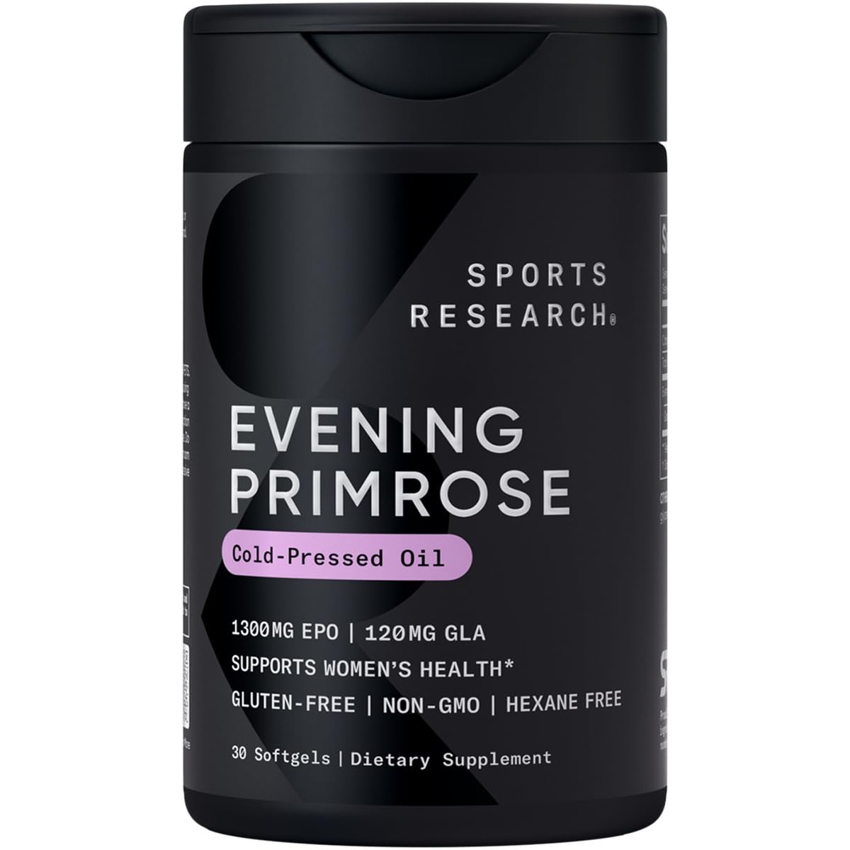 Sports Research huile d’onagre en bouteille, extraction froide et source d’acides gras.