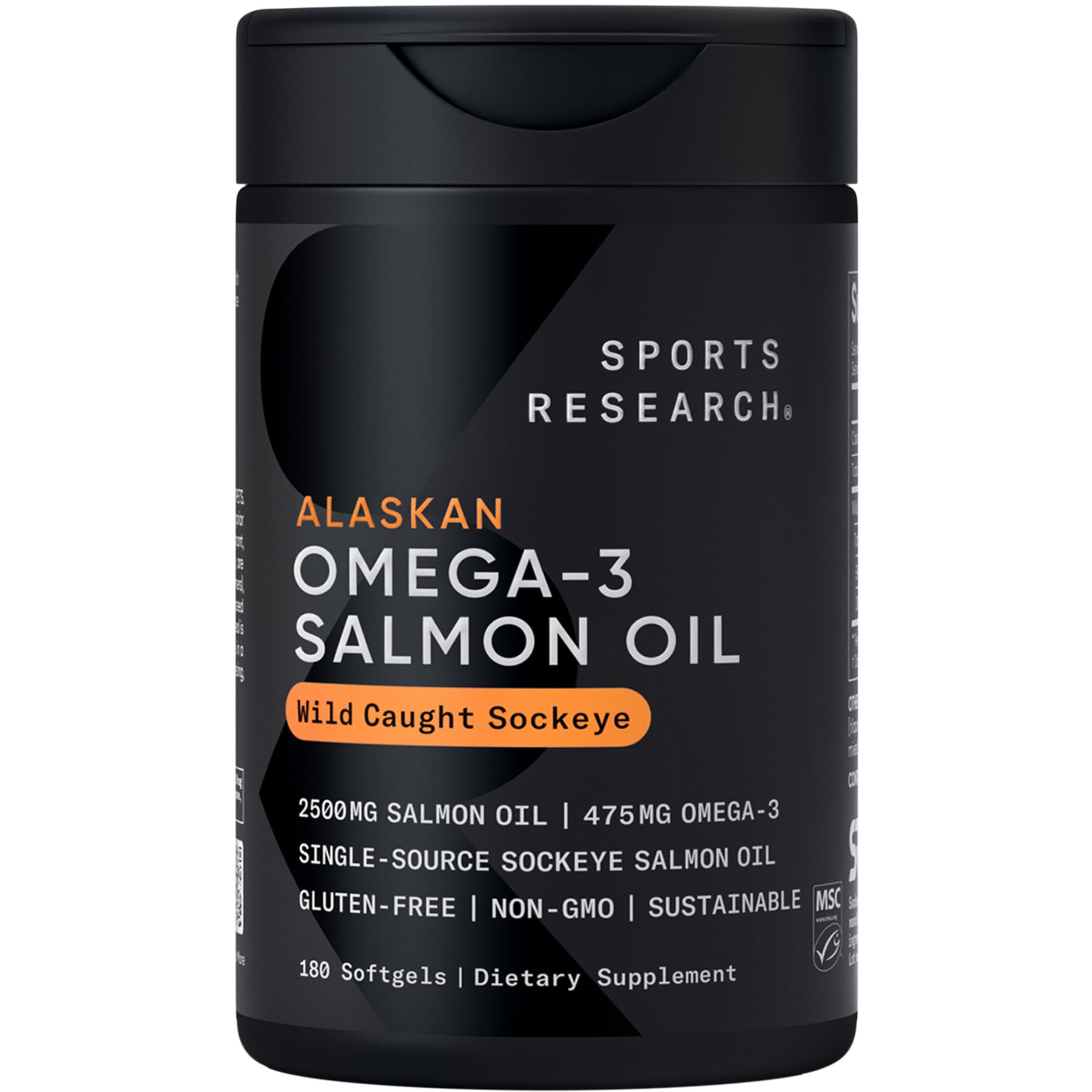 Sports Research Huile saumon Sockeye en bouteille, source durable et riche en oméga-3