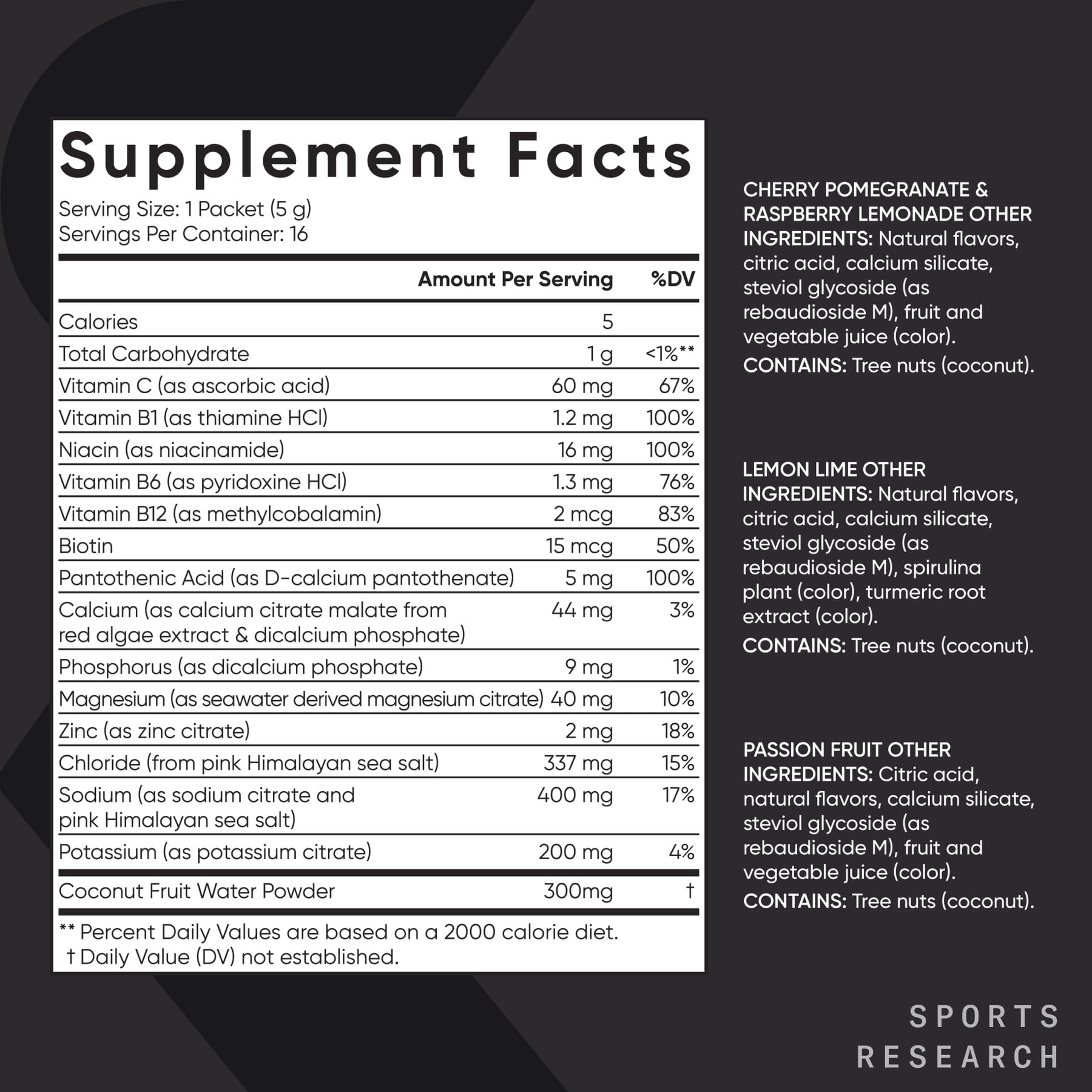Sports Research Hydrate électrolytes et oligo-éléments, soutien hydratation