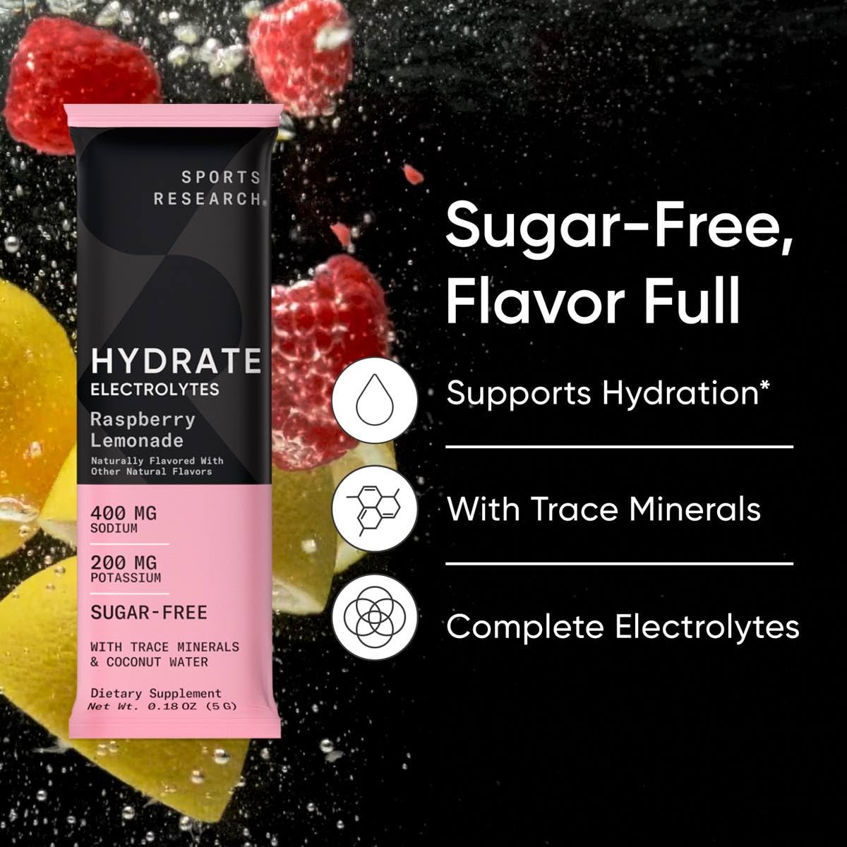 Sports Research Hydrate poudre eau de coco, douceur naturelle pour l'hydratation