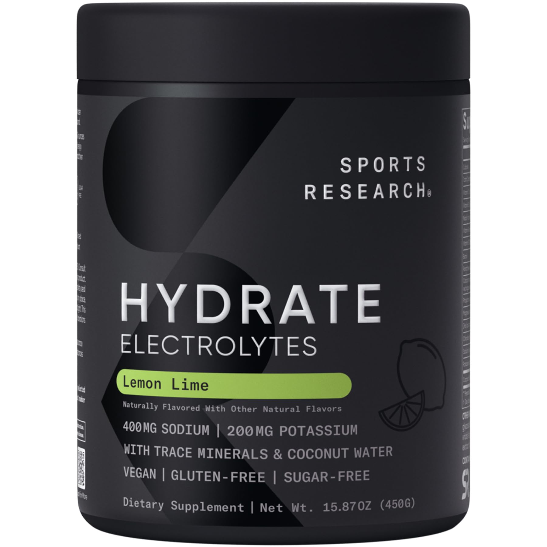 Sports Research Hydrate poudre citron-lime prête à mélanger pour rester hydraté pendant l'entraînement