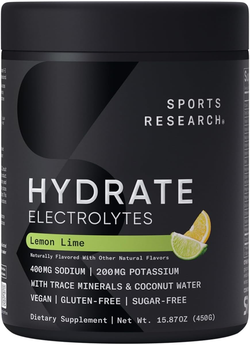 Vue Hydrate citron-lime Sports Research en bouteille et verre